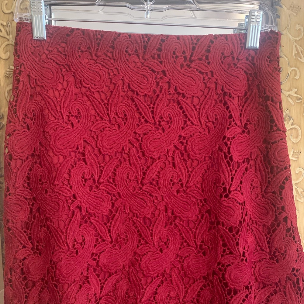 Express Red Crochet Mini Skirt